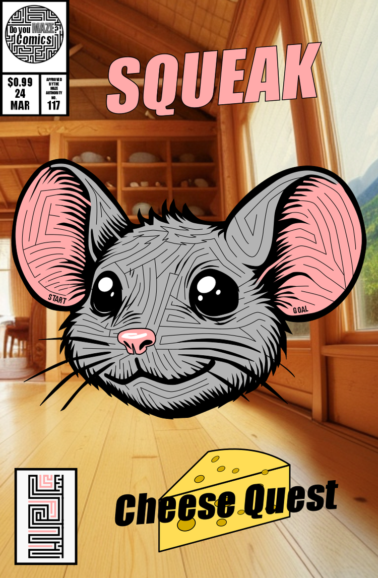 Maze Comic Book Cover #117 - Squeak — Free Printable Mazes for All Ages