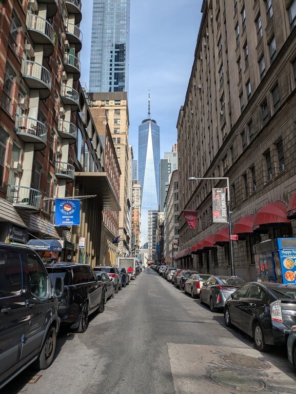 One World Trade Center in street