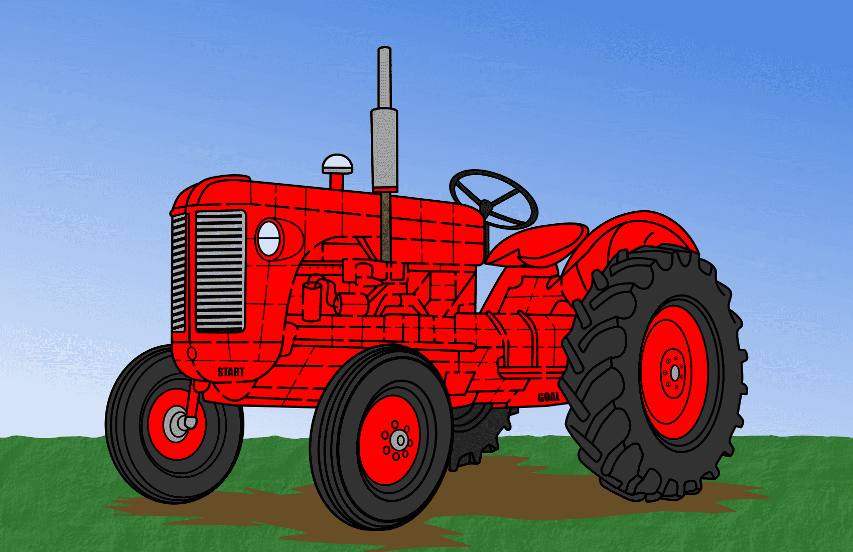 tractor maze in color