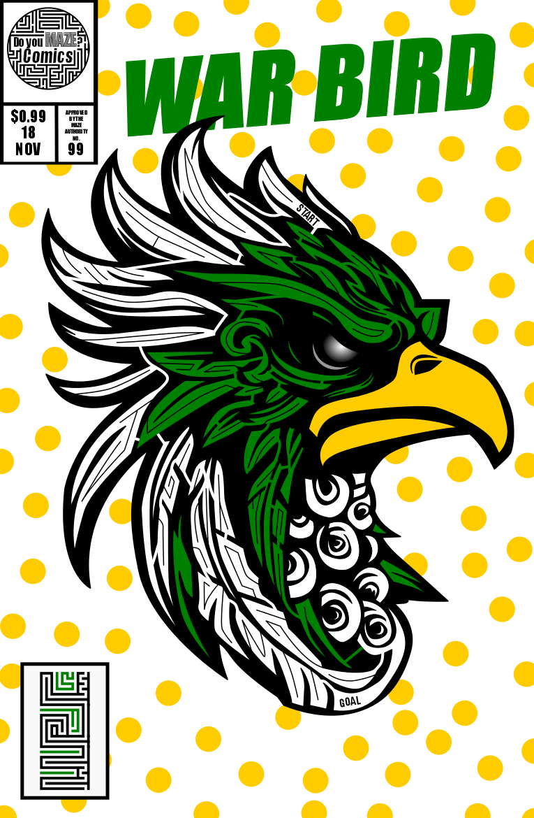 Aztec war bird comic book maze cover