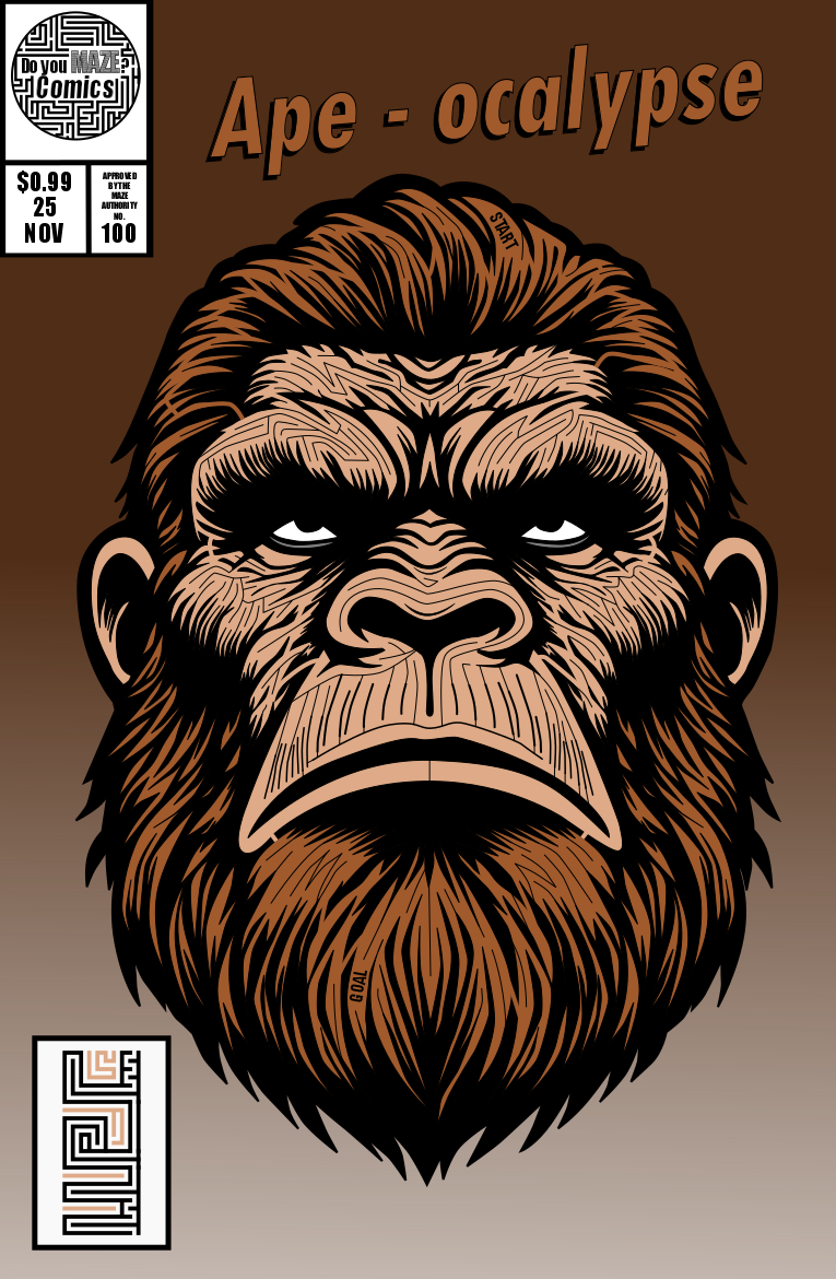 Ape comic book cover maze