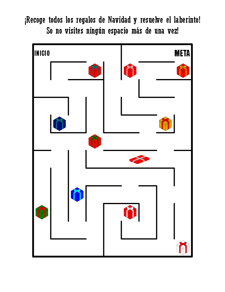 Laberinto navideño regalos