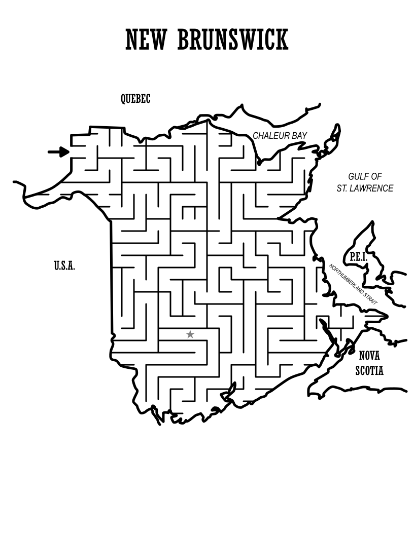 New Brunswick Canada Map Maze