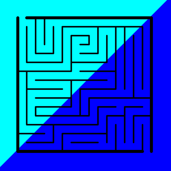 2 blue triangles background maze