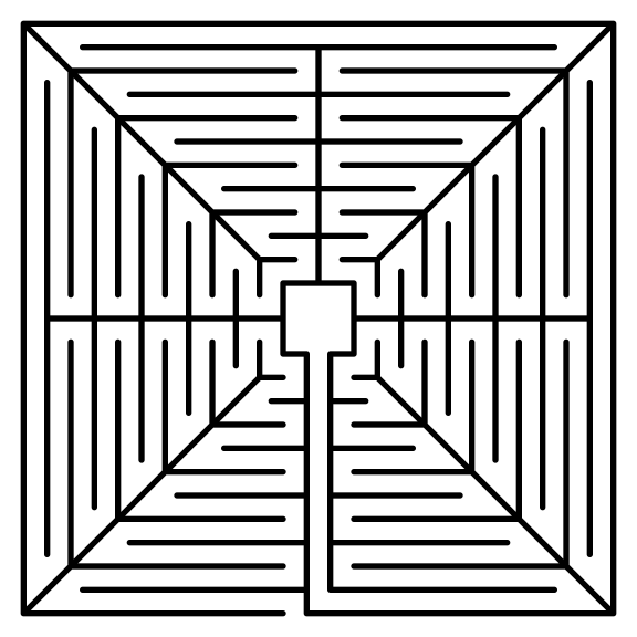 11 circuit square labyrinth in 8 sections