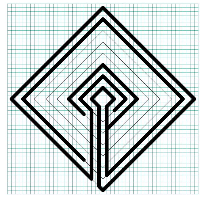 7 circuit Diamond Labyrinth with grids - part 5