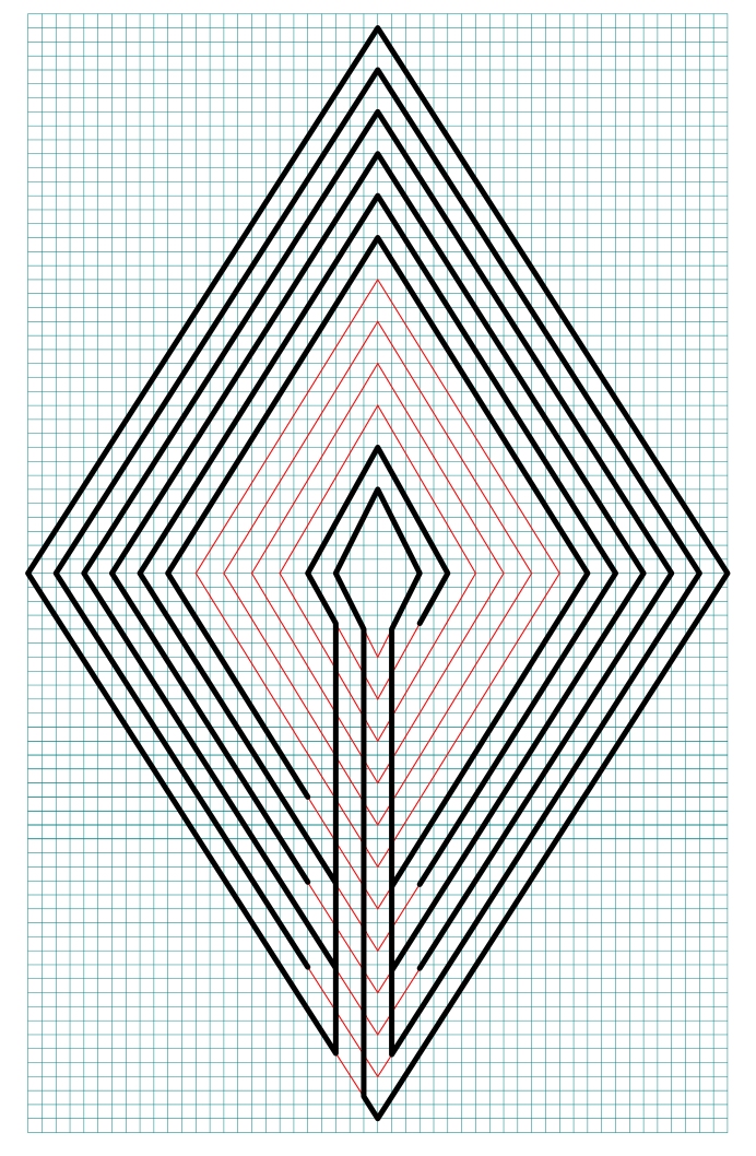 11 Circuit Diamond Labyrinth with grids - step 8