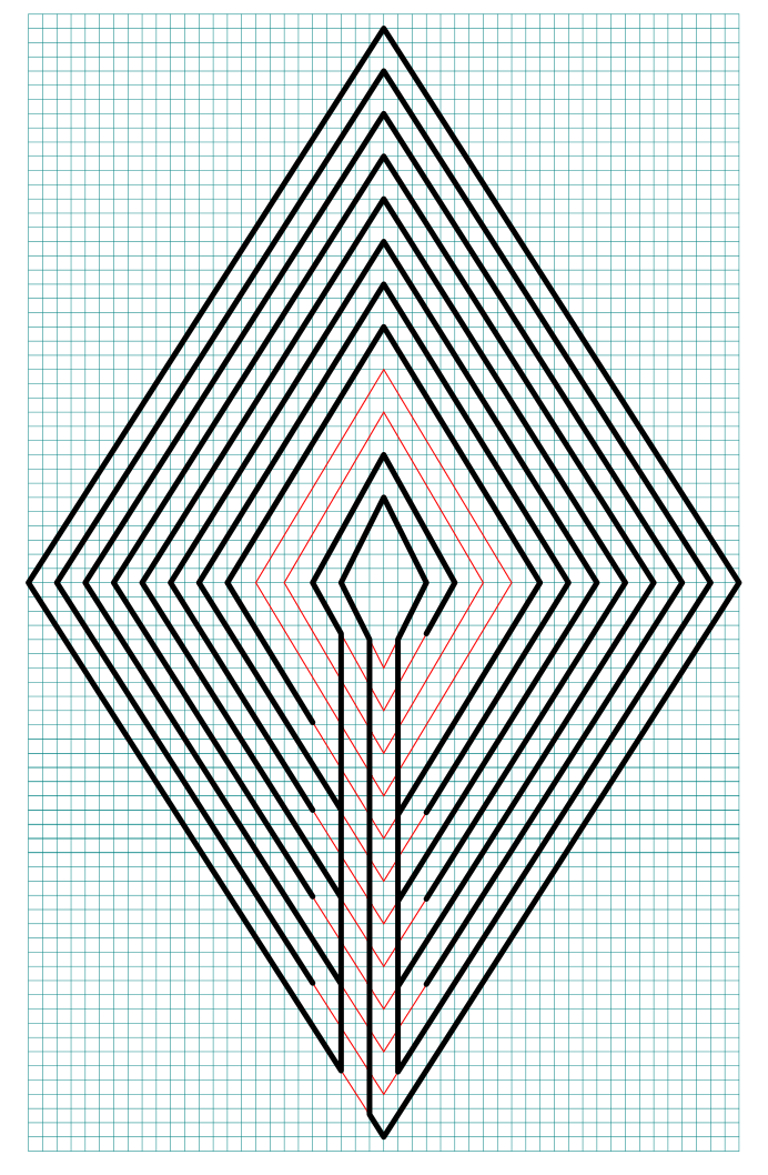 11 Circuit Diamond Labyrinth with grids - step 10