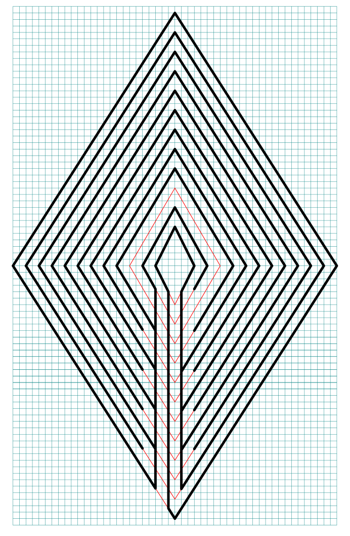 11 Circuit Diamond Labyrinth with grids - step 11