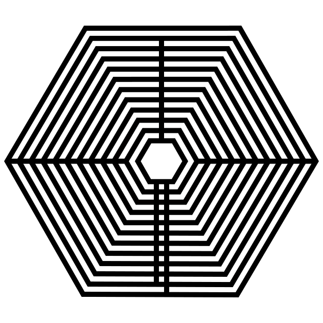 Hexagonal labyrinth 11 circuit Step 2