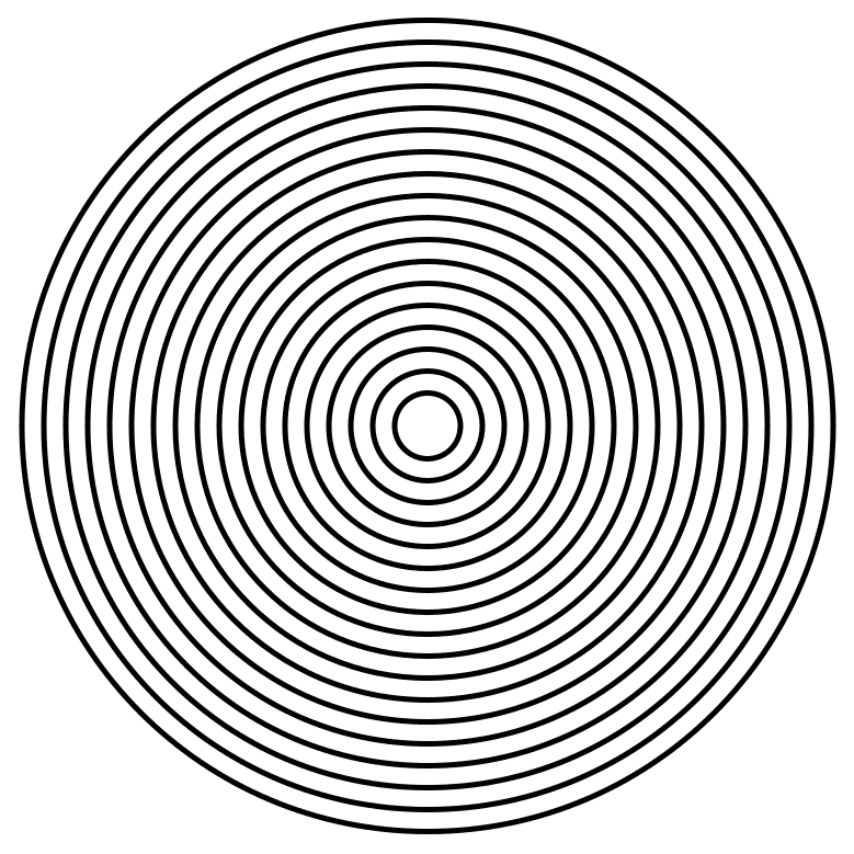 18 concentric circles