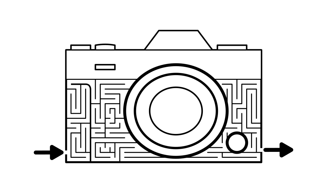 Camera maze in black and white