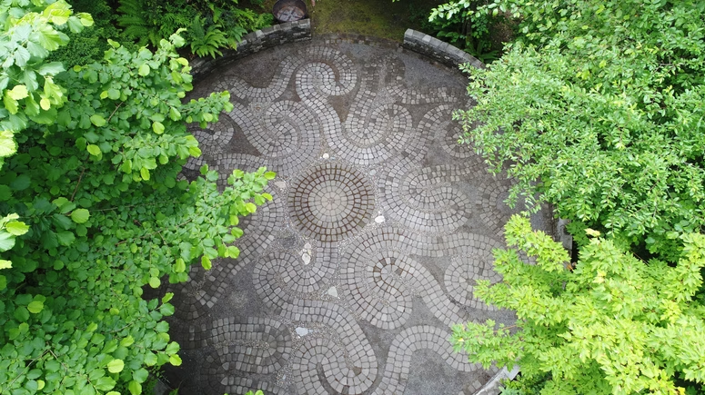 Blue Frog Nursery Celtic Spiral Labyrinth from above