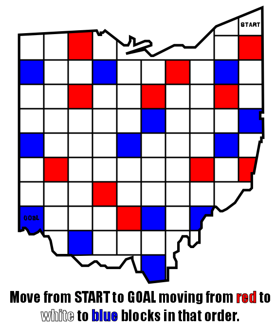 color grid maze - ohio shape
