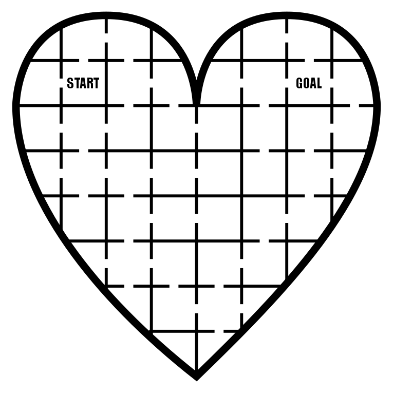 Kids Heart Grid Maze