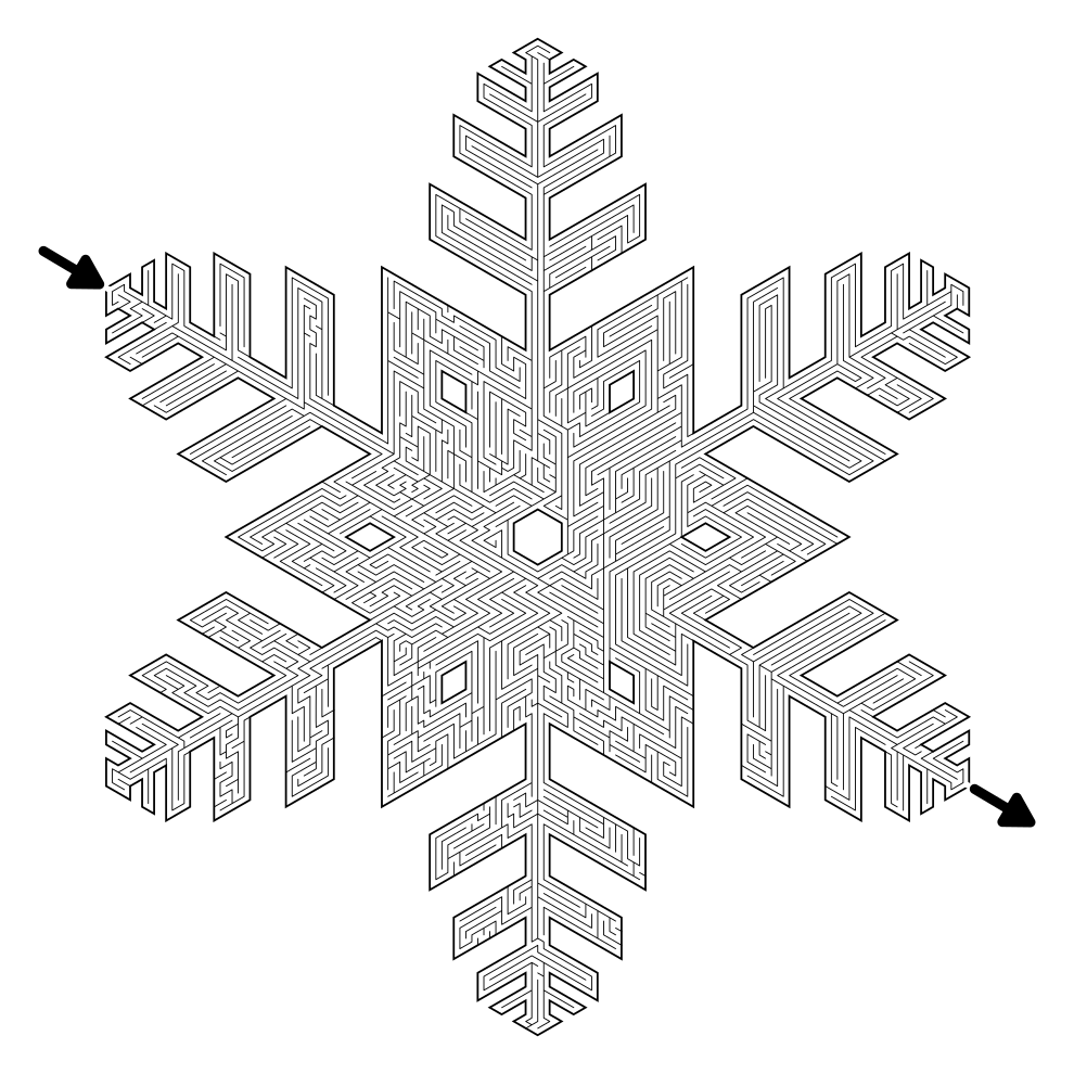 Maze of the Week #52 - Large Snowflake Maze — Free Printable Mazes for All Ages