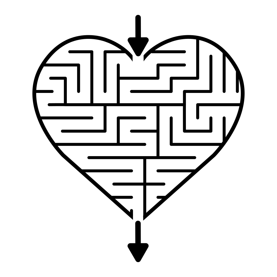 Kids black and white Heart Maze