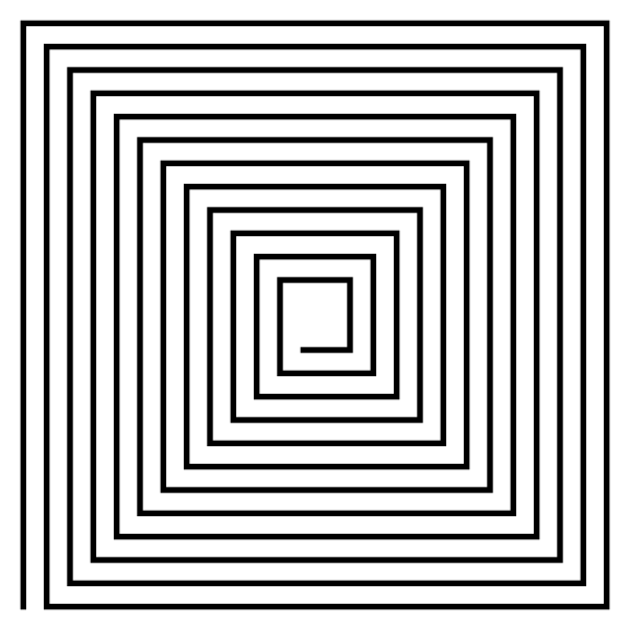 11 circuit square spiral labyrinth
