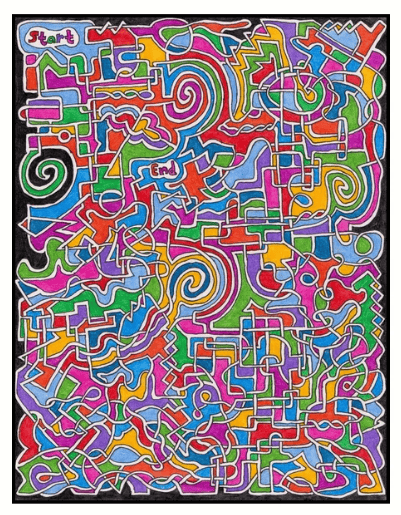 Colorful Shapes Maze Art Print