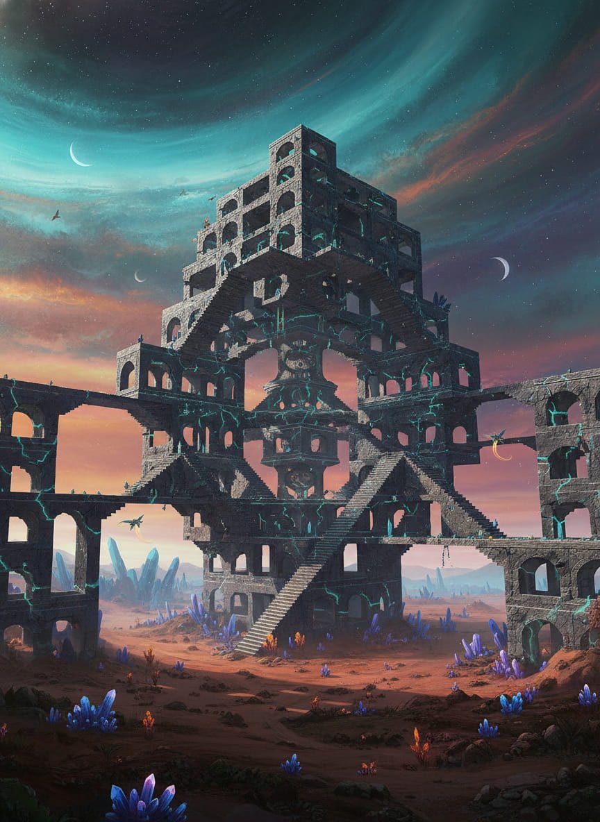 MC Escher Labyrinth in 3D on another planet 2026