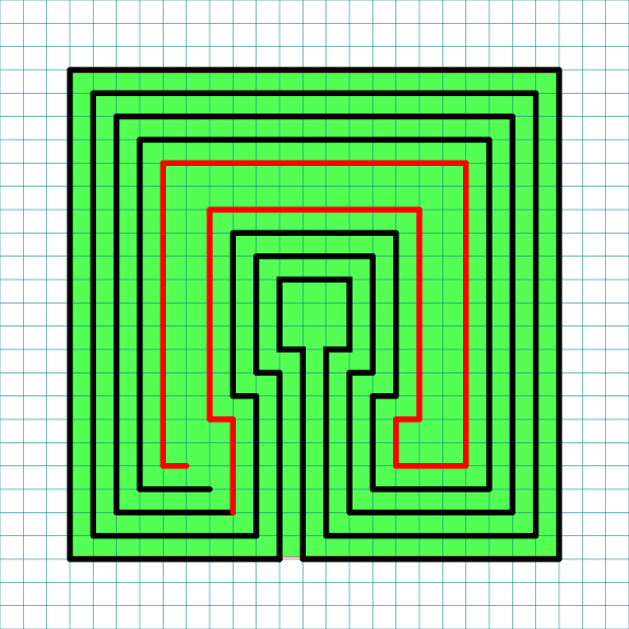9 Circuit Square Labyrinth Center Pad with grids Part 6