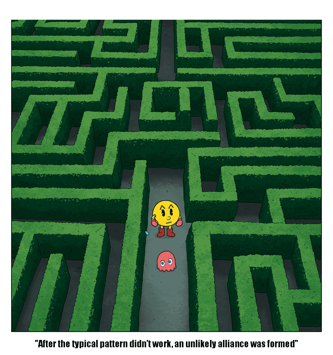 Pac-Man in a maze comic strip