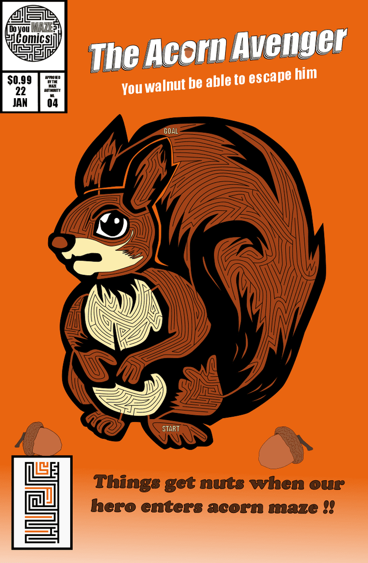 Maze Comic Book Cover #4 - The Acorn Avenger — Free Printable Mazes for ...