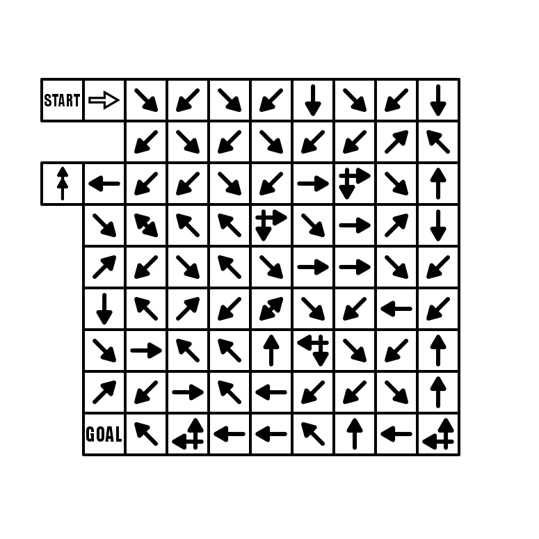 Arrow maze with slide arrow to start