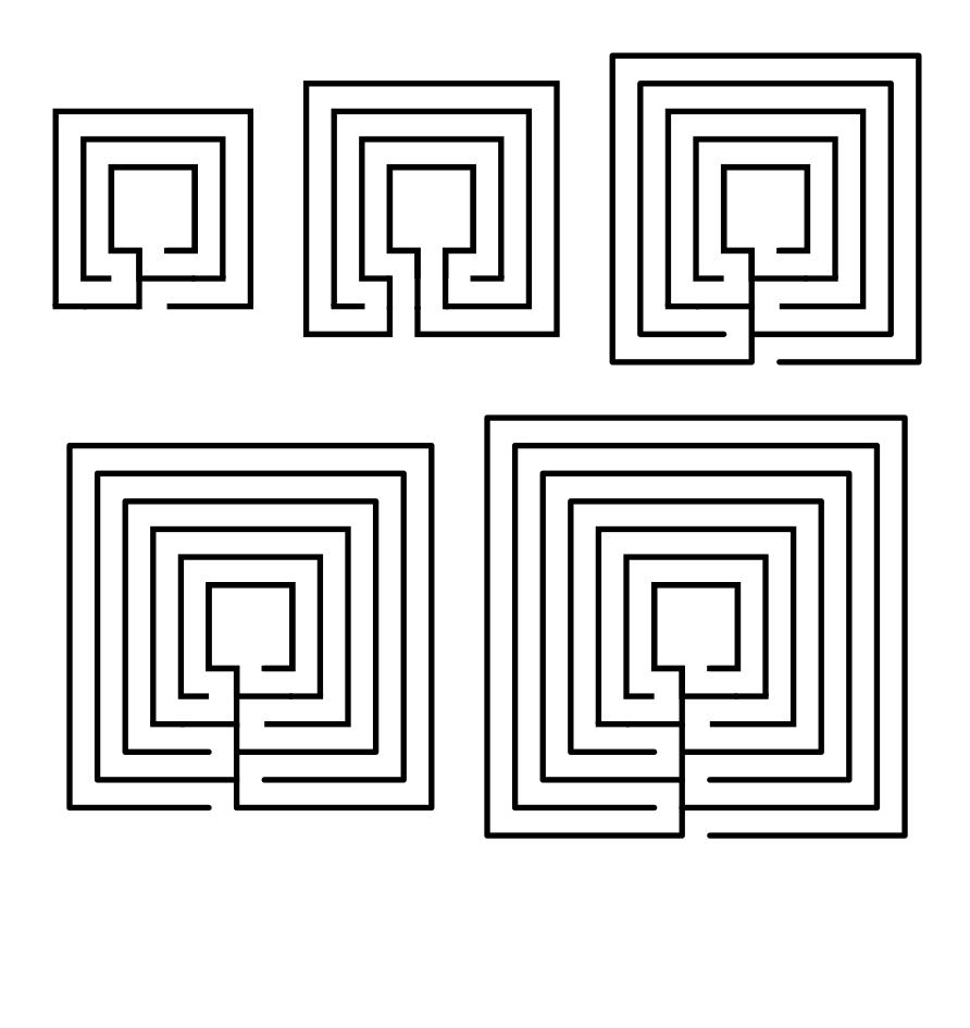 Square labyrinth 2-6 circuits