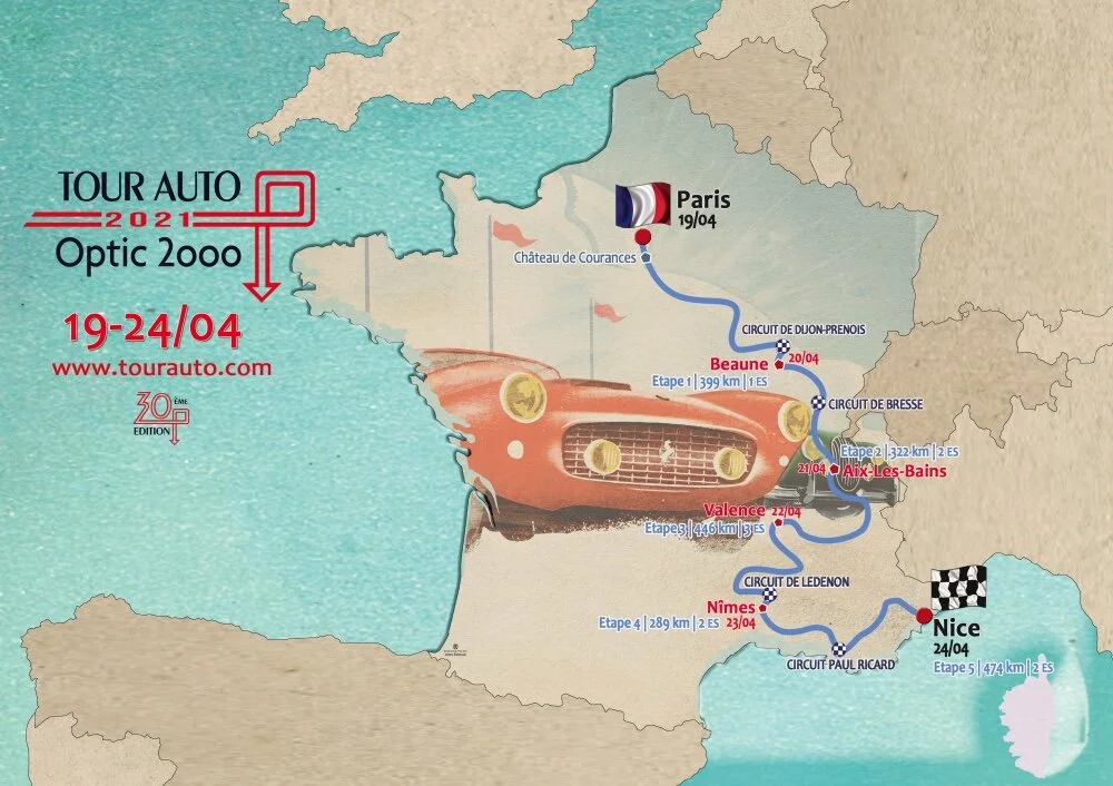 La parcours de l'édition 2021 du Tour Auto Optic 2000 dévoilé
