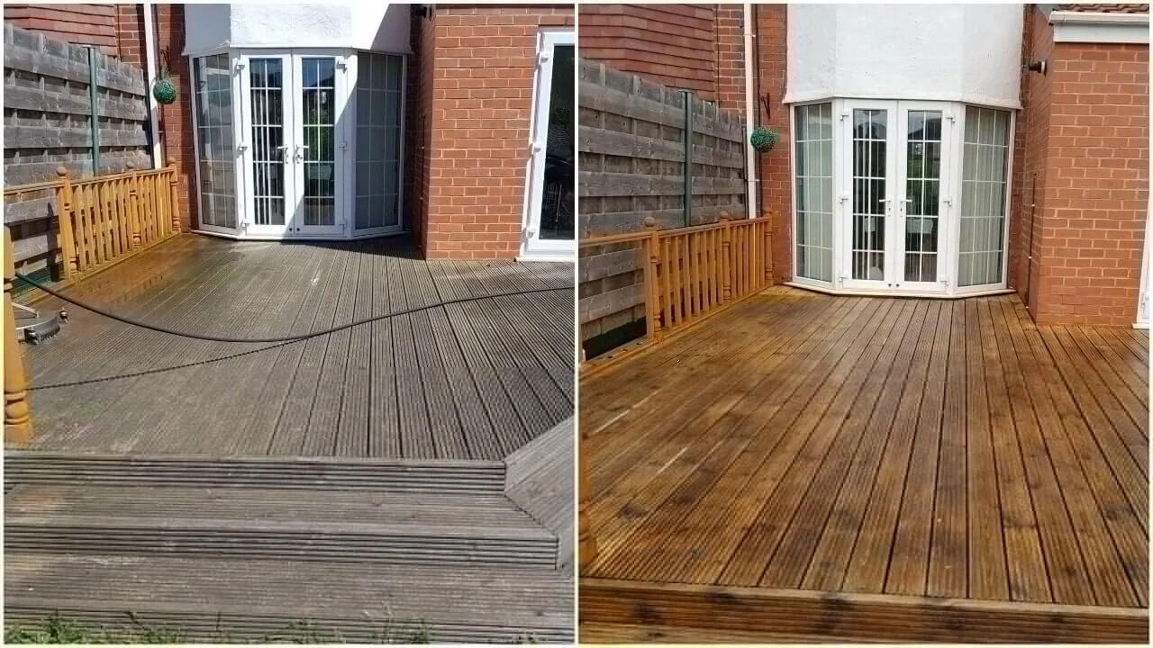 Power washing decking in York YO26 - July 2018.