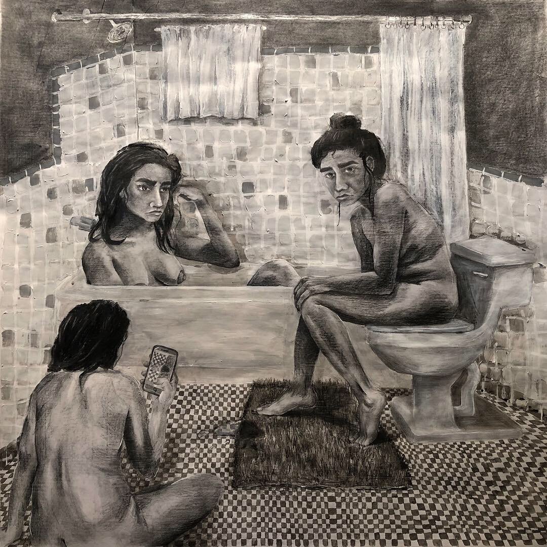 three girls in the bathroom