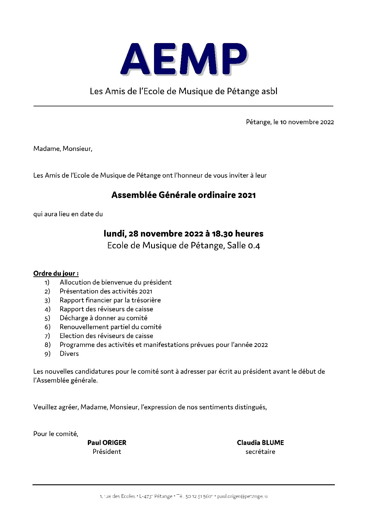 AEMP - Assemblée Générale