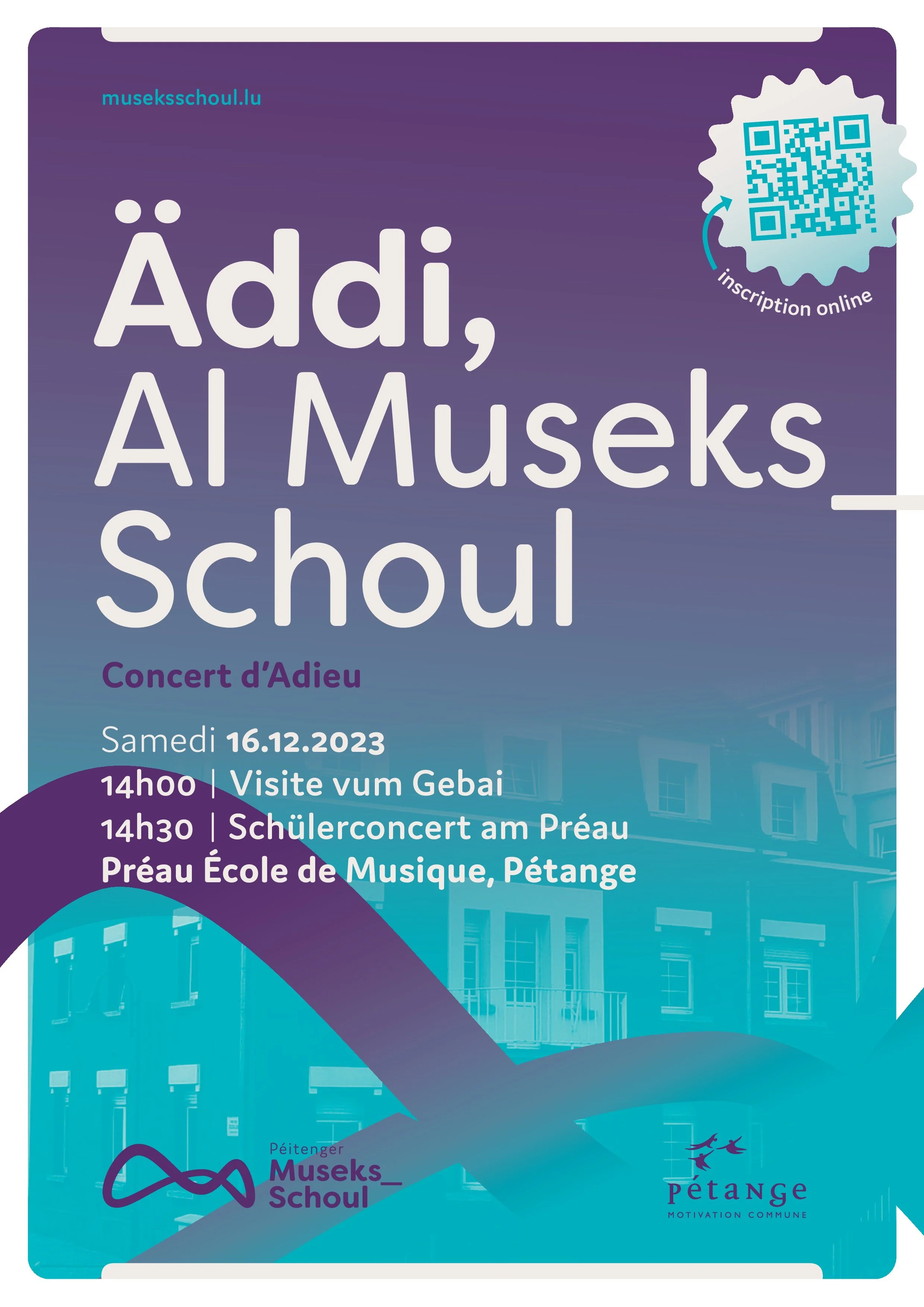 Äddi, al Museksschoul! Concert d'adieu