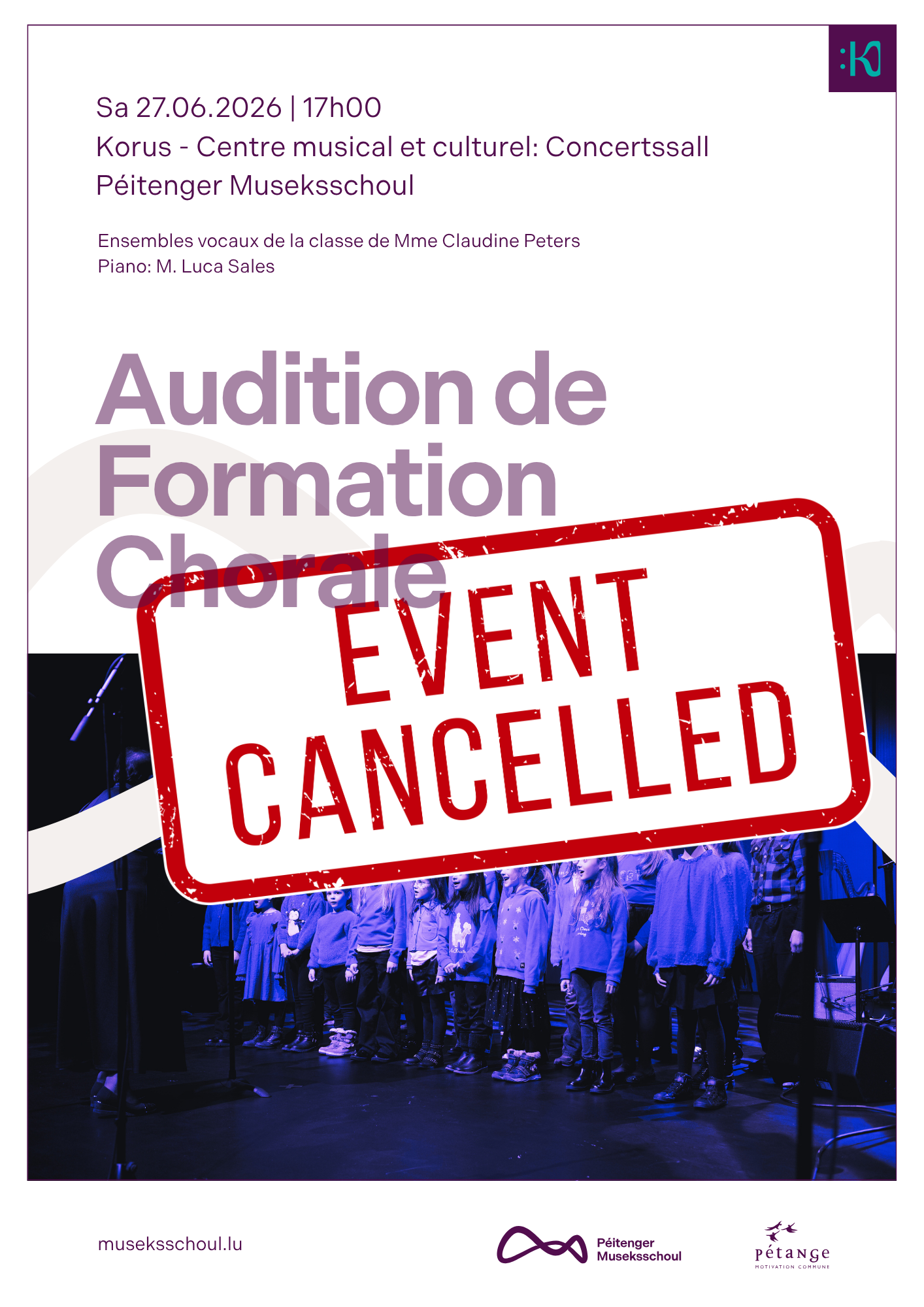 Audition Classe de Formation chorale - annulé