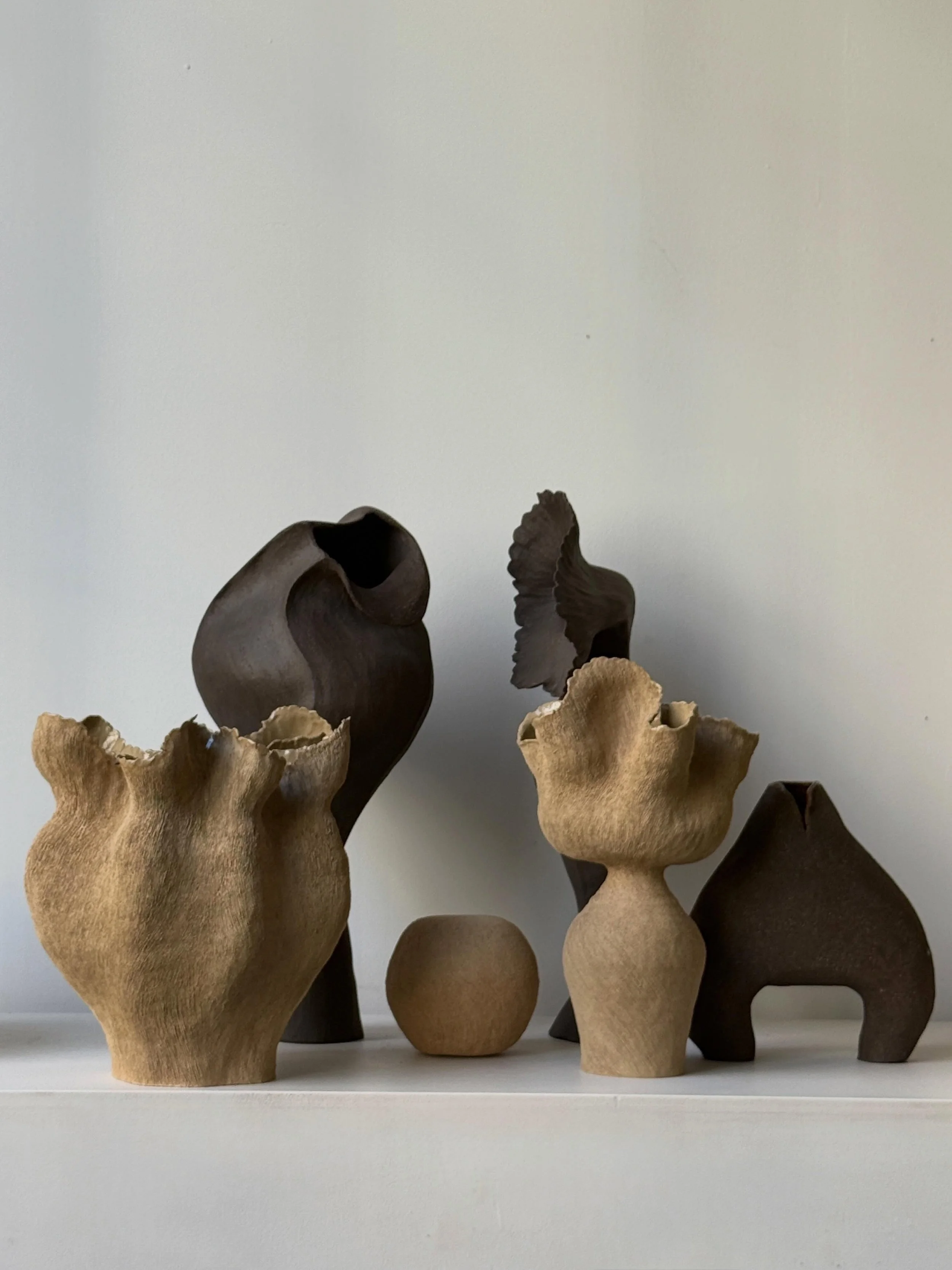 latest group shots&hellip;🤎🖤🤎
#alltheshapes 
#shapesandforms
#inthestudio
.
.
.
.
.
.
#taniawhalenceramics
#scupturalceramics