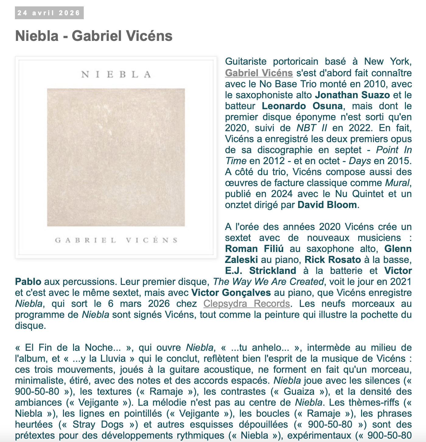 Jazz à bâbord (France) April 2026