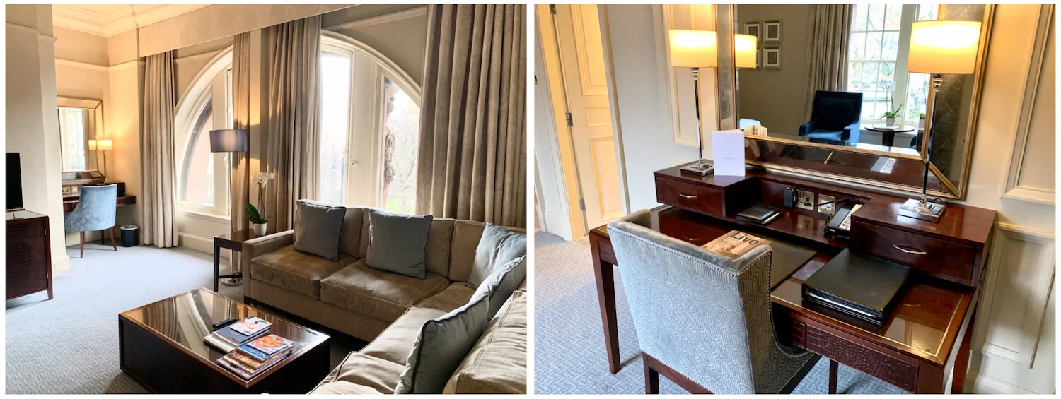 Waldorf Astoria Edinburgh - One Bedroom Suite - Furniture in living area and desk in bedroom