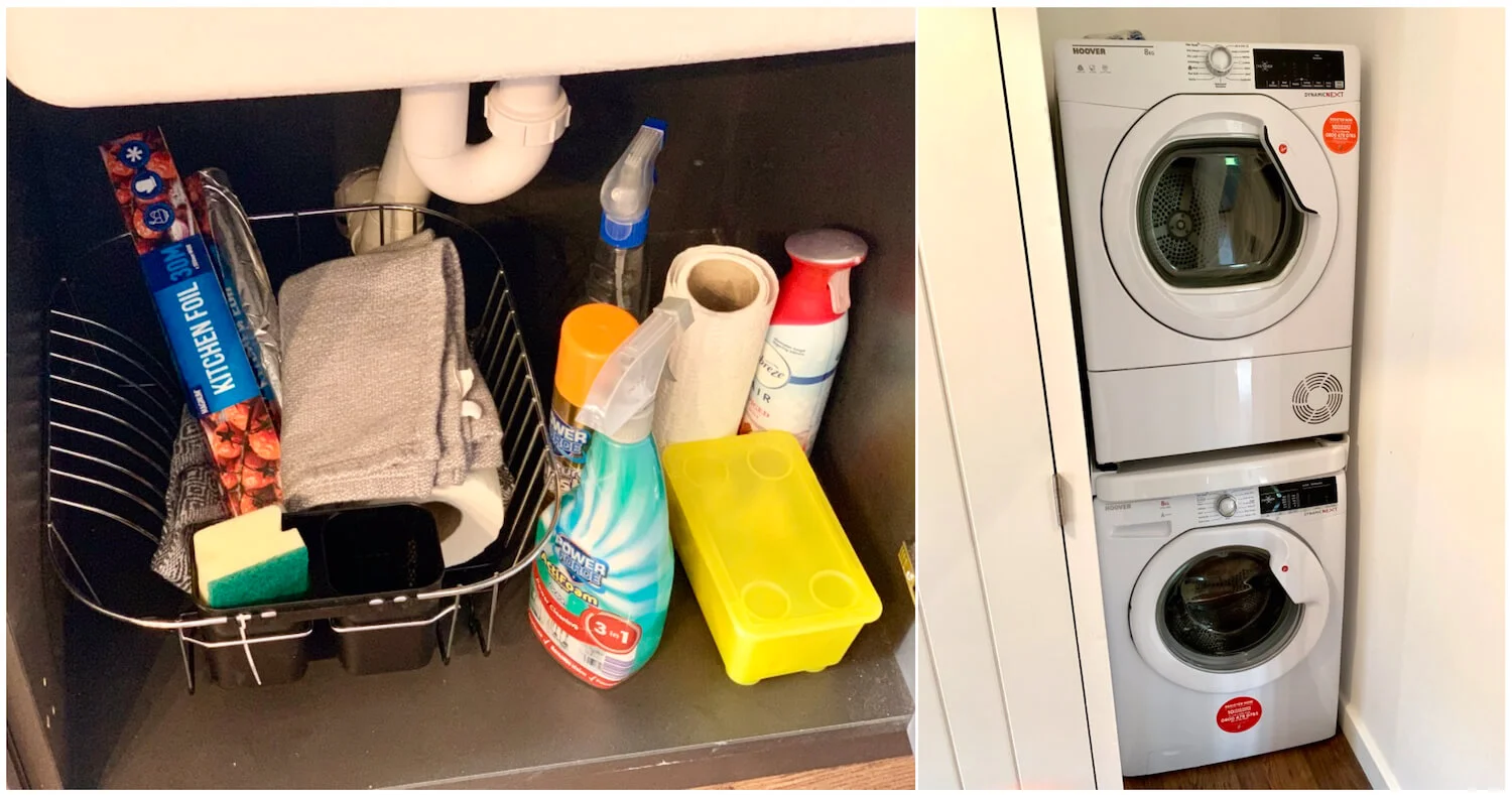 Our Departure Board - Newlands Lodges Review - Cleaning Stuff, Washer and Dryer