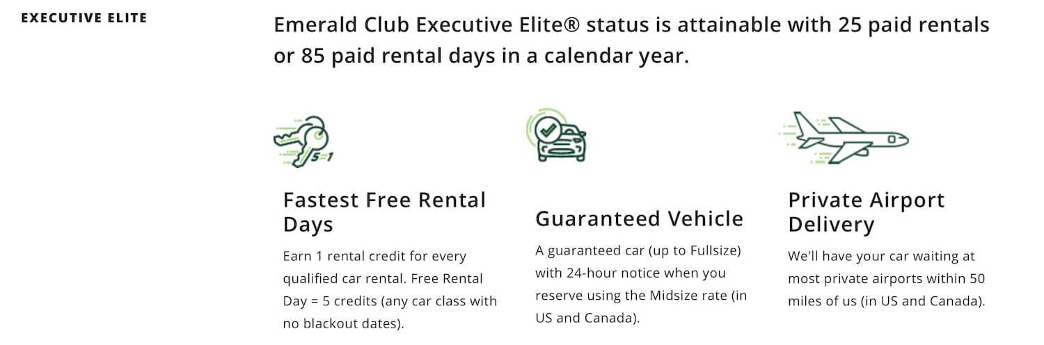 National Emerald Club Executive Elite Benefits