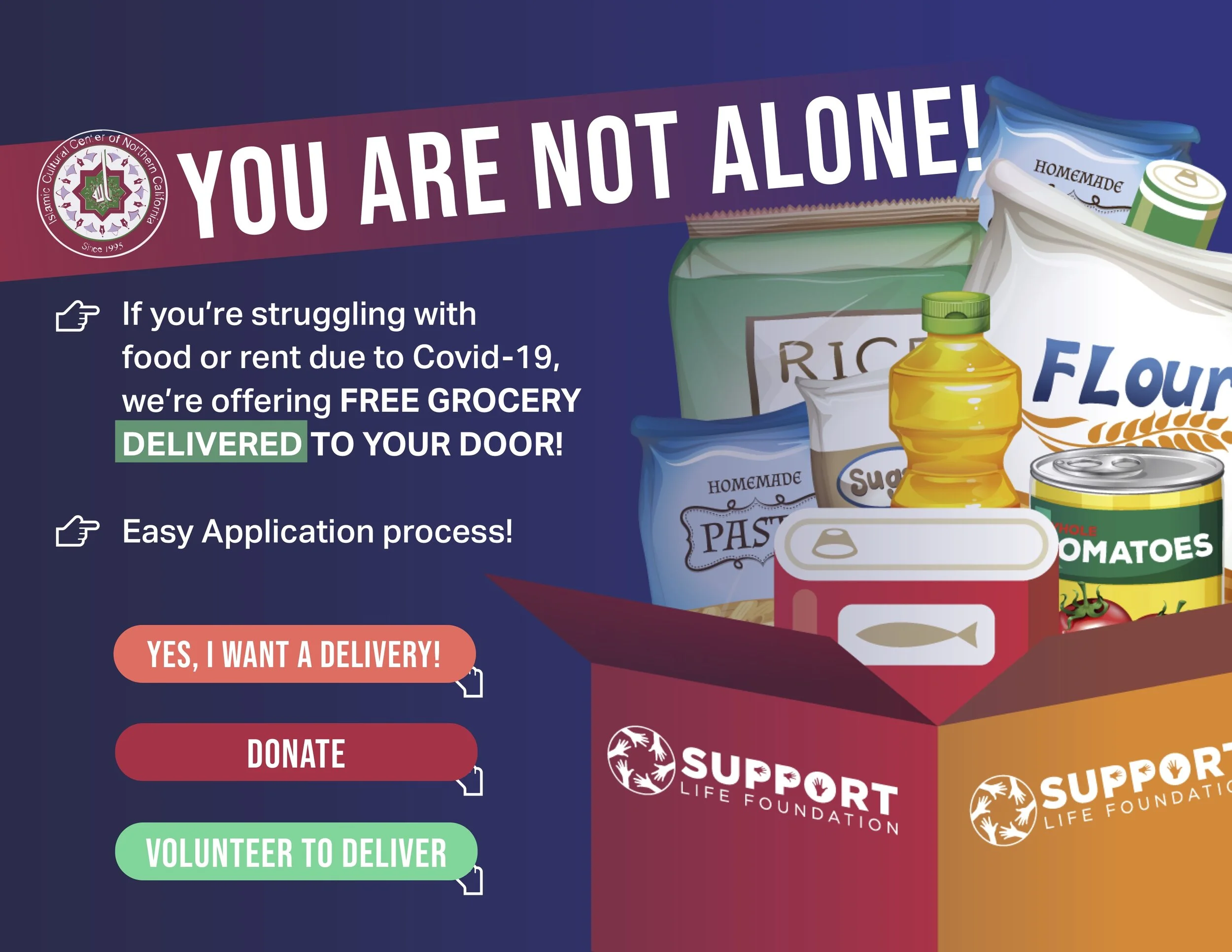 You Are Not Alone! ICCNC and Life Support Foundation Deliver Free Grocery to Qualified Applicants