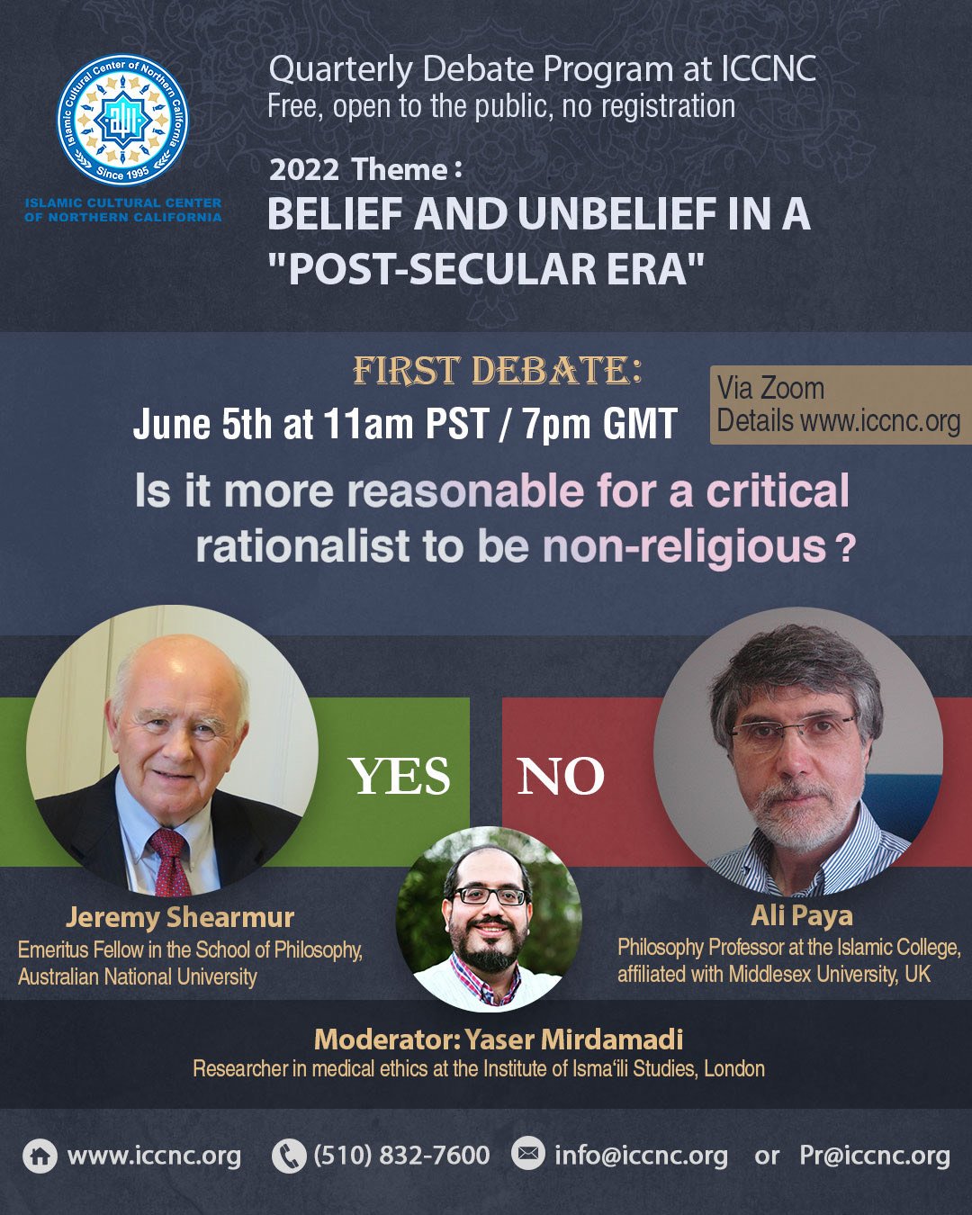 First Quarterly Debate on Belief and Unbelief: “Is it more reasonable for a critical rationalist to be a non-religious?”