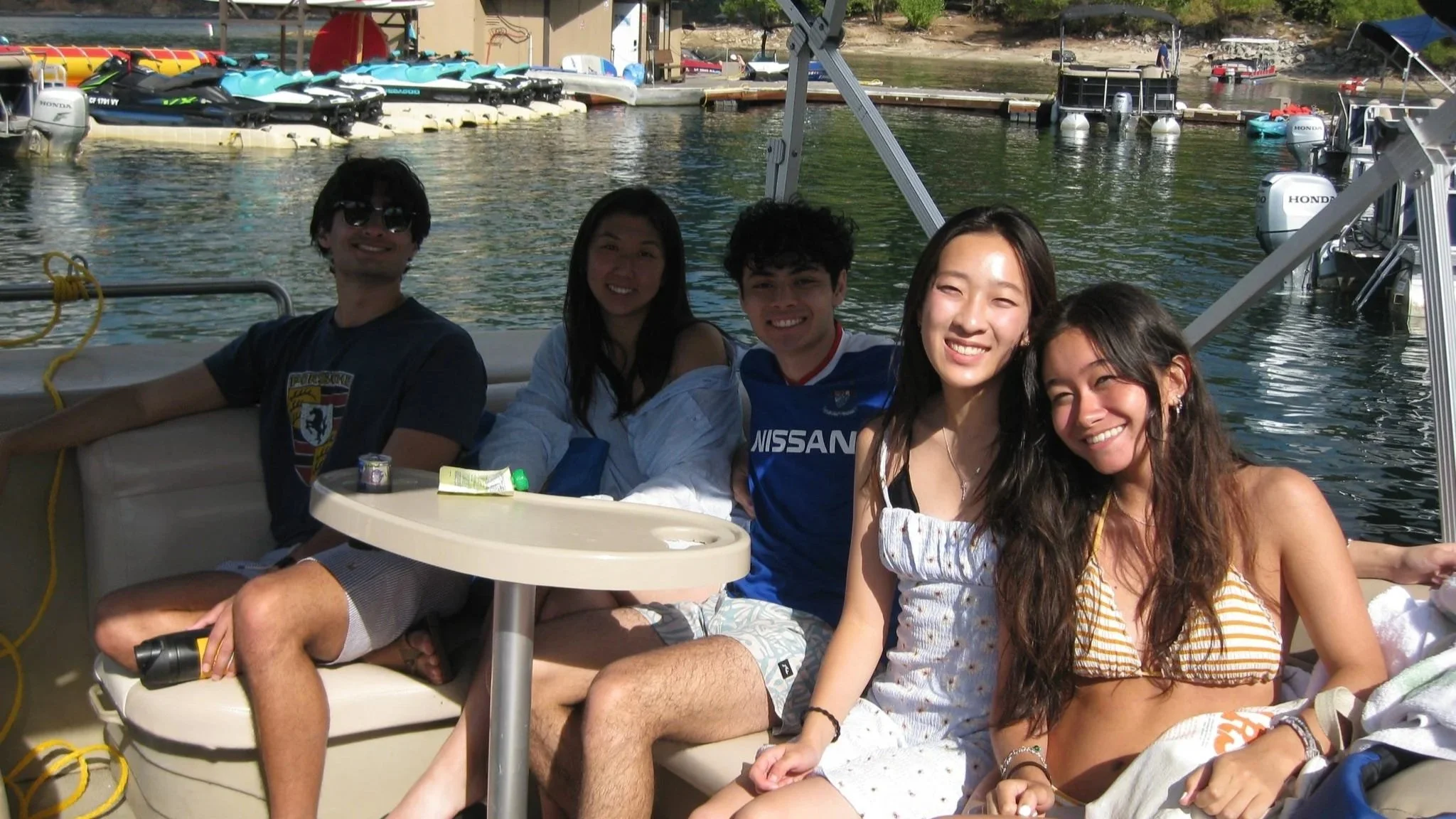 Boating on Bass Lake during retreat