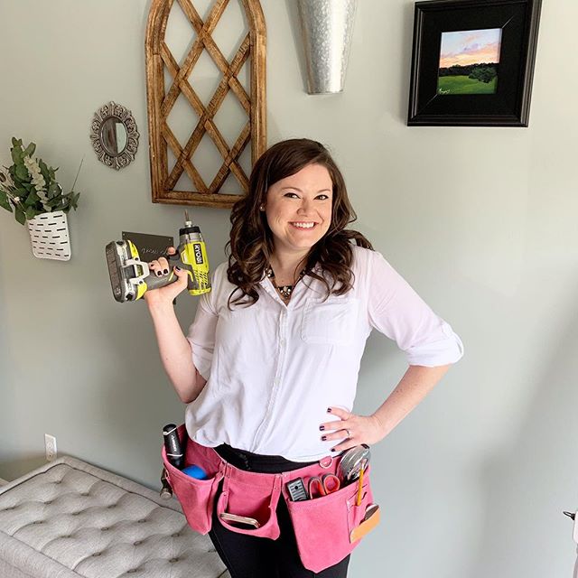 My sweet friend gave me this tool belt and I feel like a #bossbabe Gallery walls here I come!! #nashville #homedecor #acraftedhome #interiordecorating