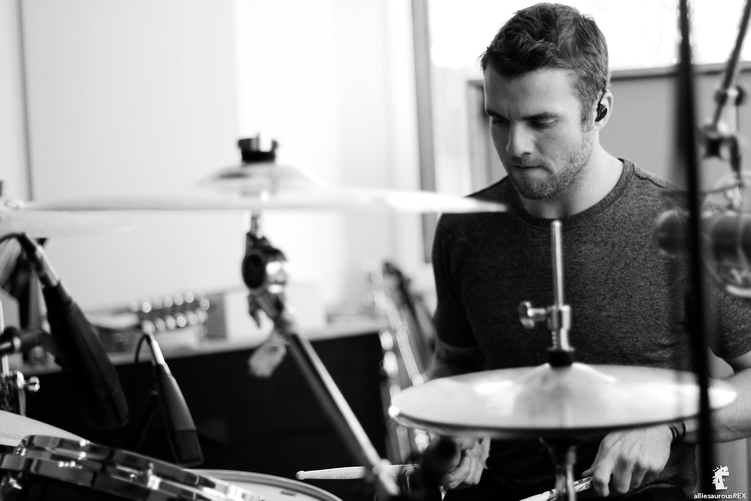  Rian Dawson of All Time Low playing Drums for Andy Black’s debut solo album at Foxy Studios 