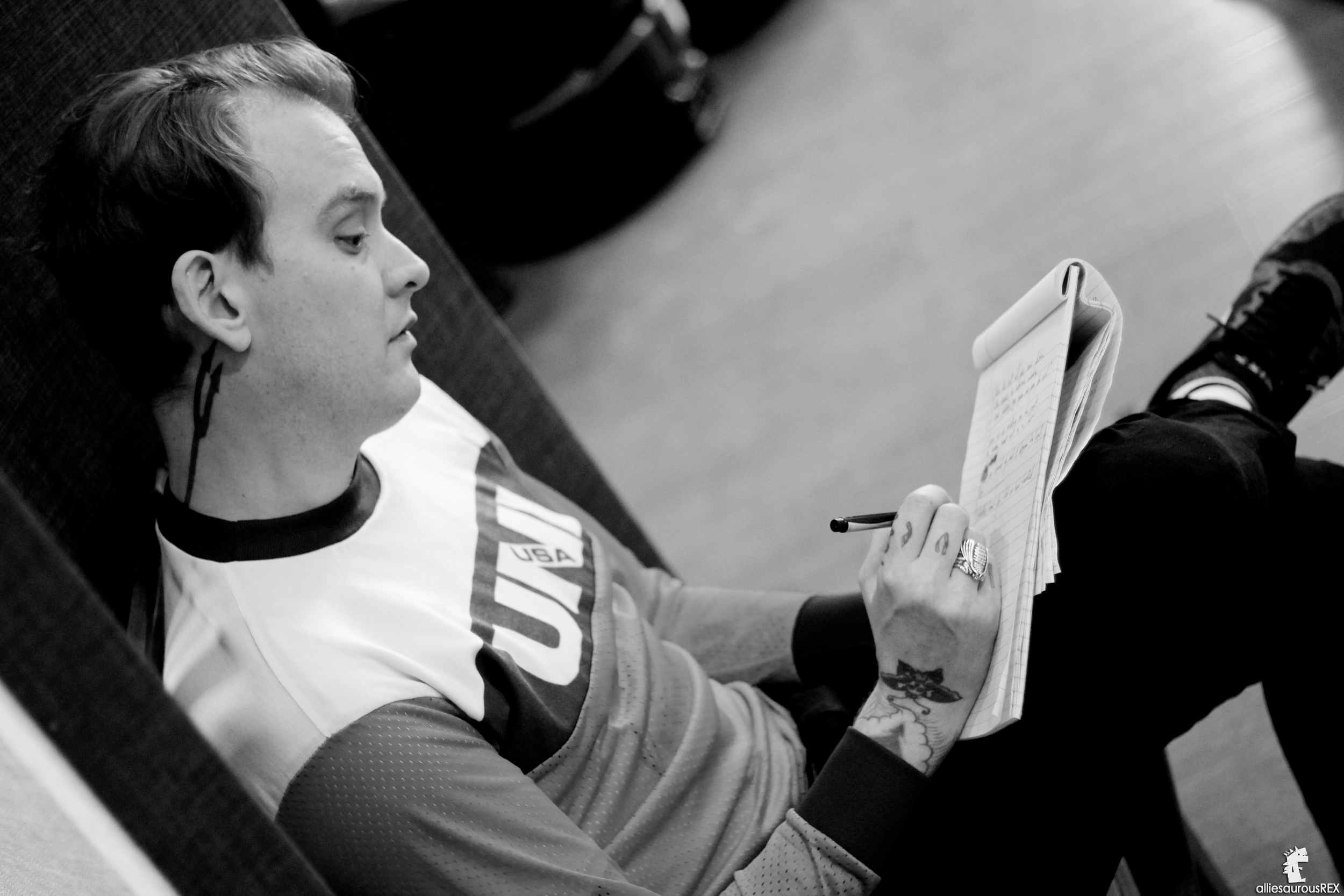  Matt Skiba of Blink 182 writing lyrics for grammy nominated album “California” at Foxy Studios 