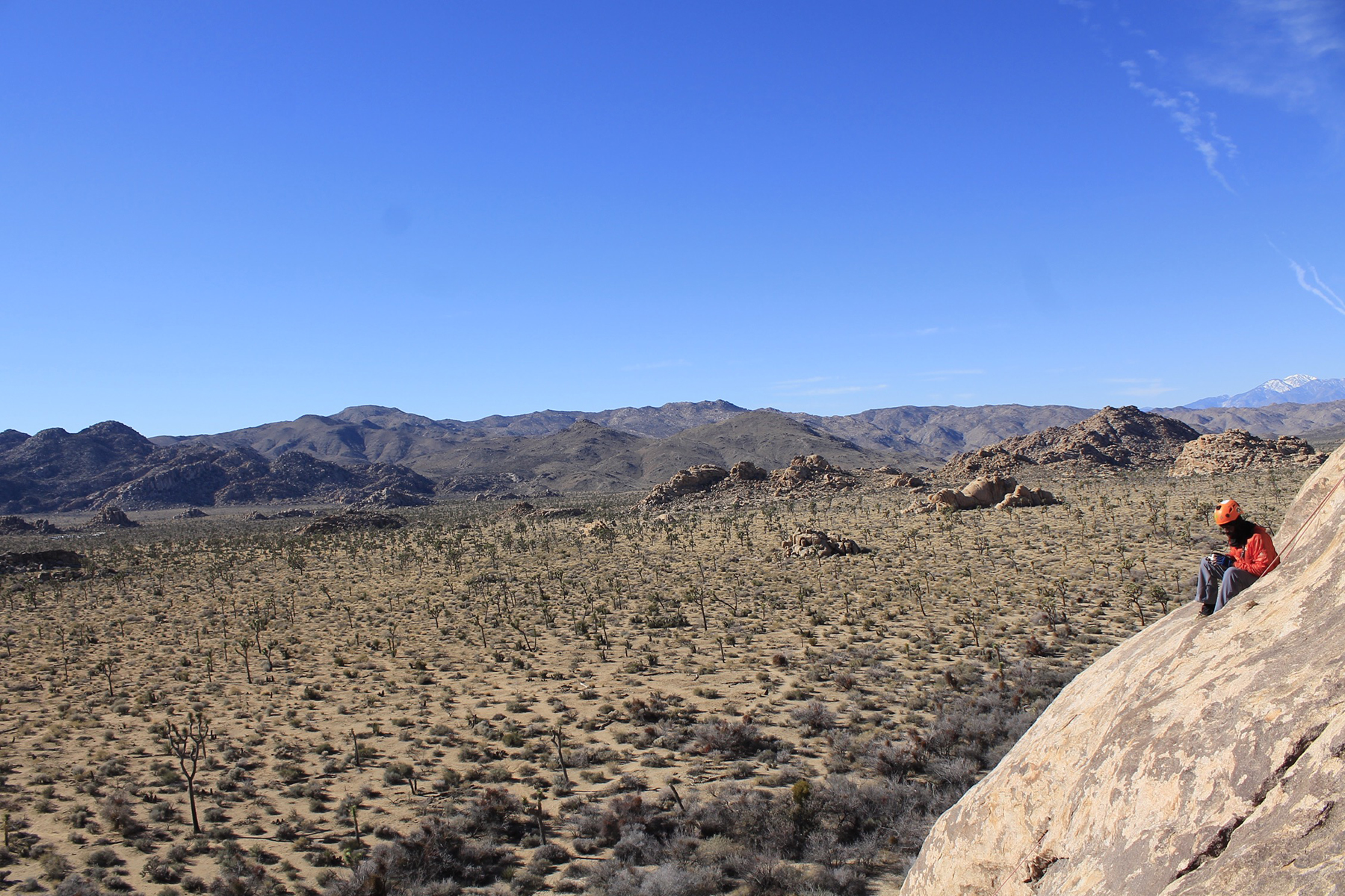 Racine, taking a scenic break before continuing his climb.