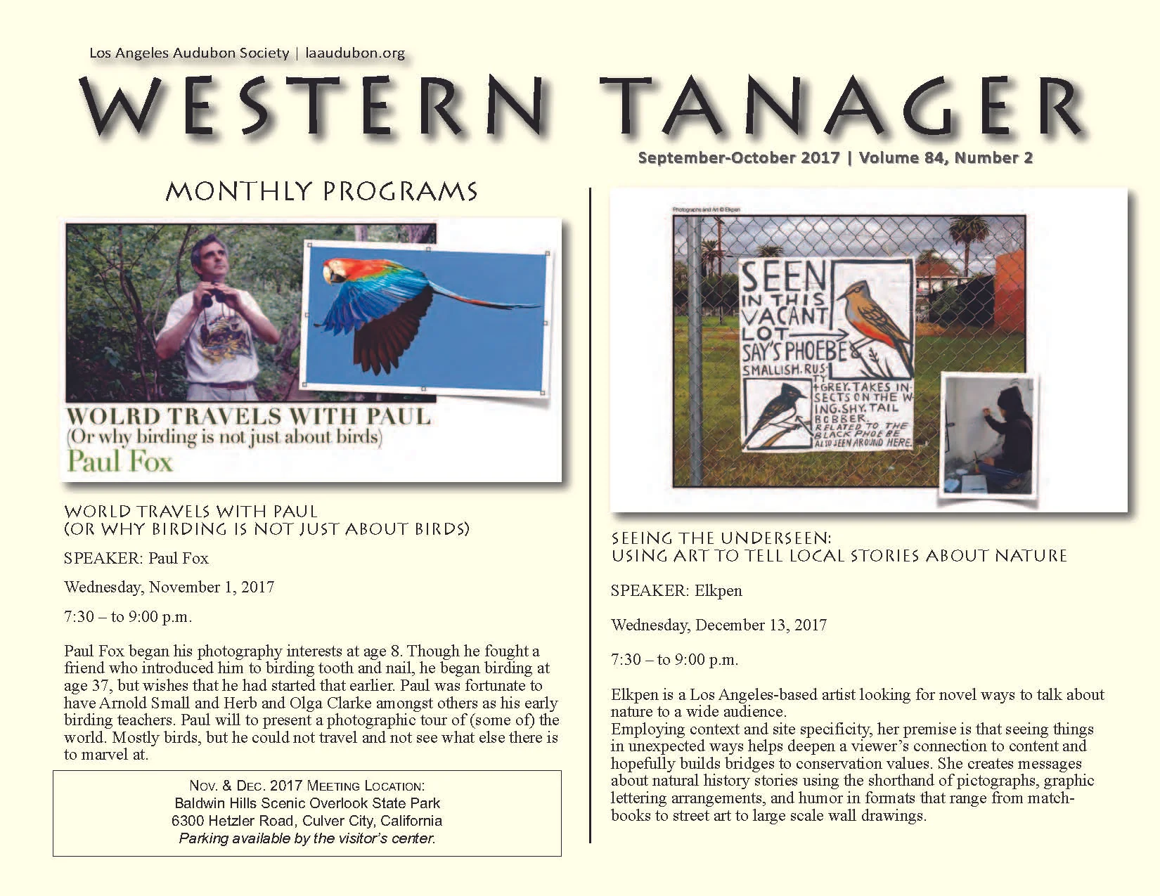 Western Tanager, Vol. 84 No. 2, Nov-Dec 2017