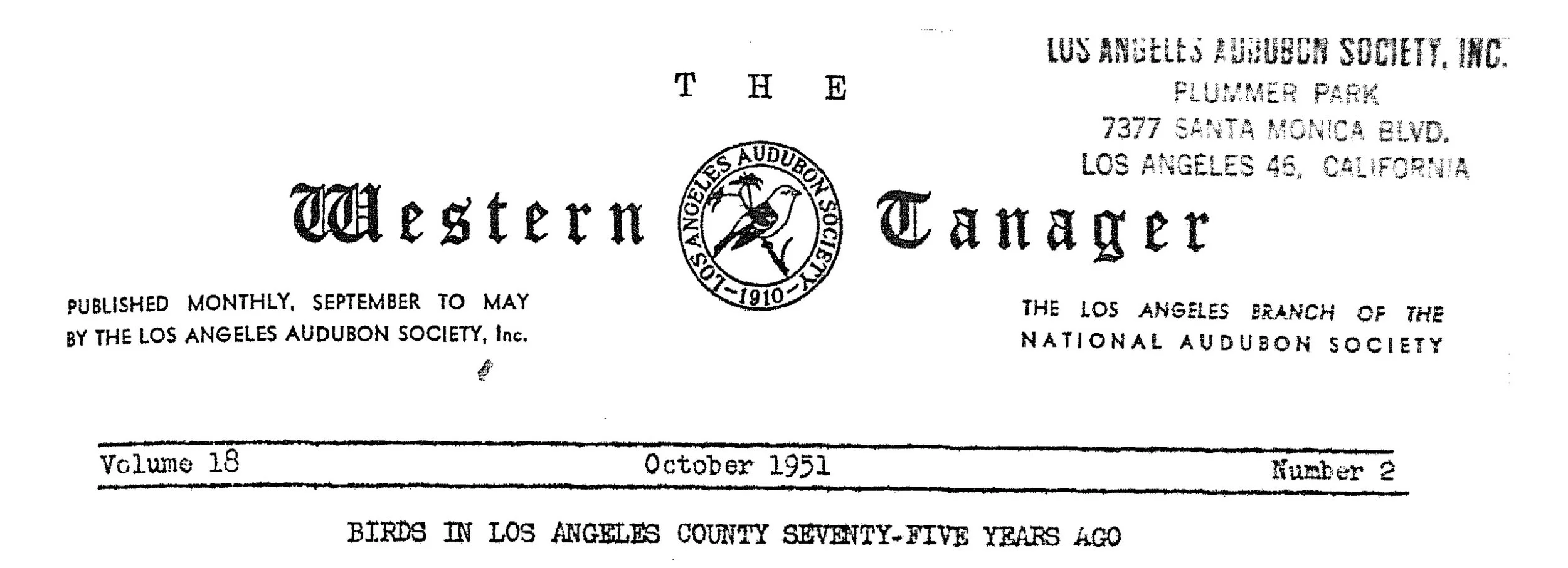 Birds in Los Angeles County 150 Years Ago
