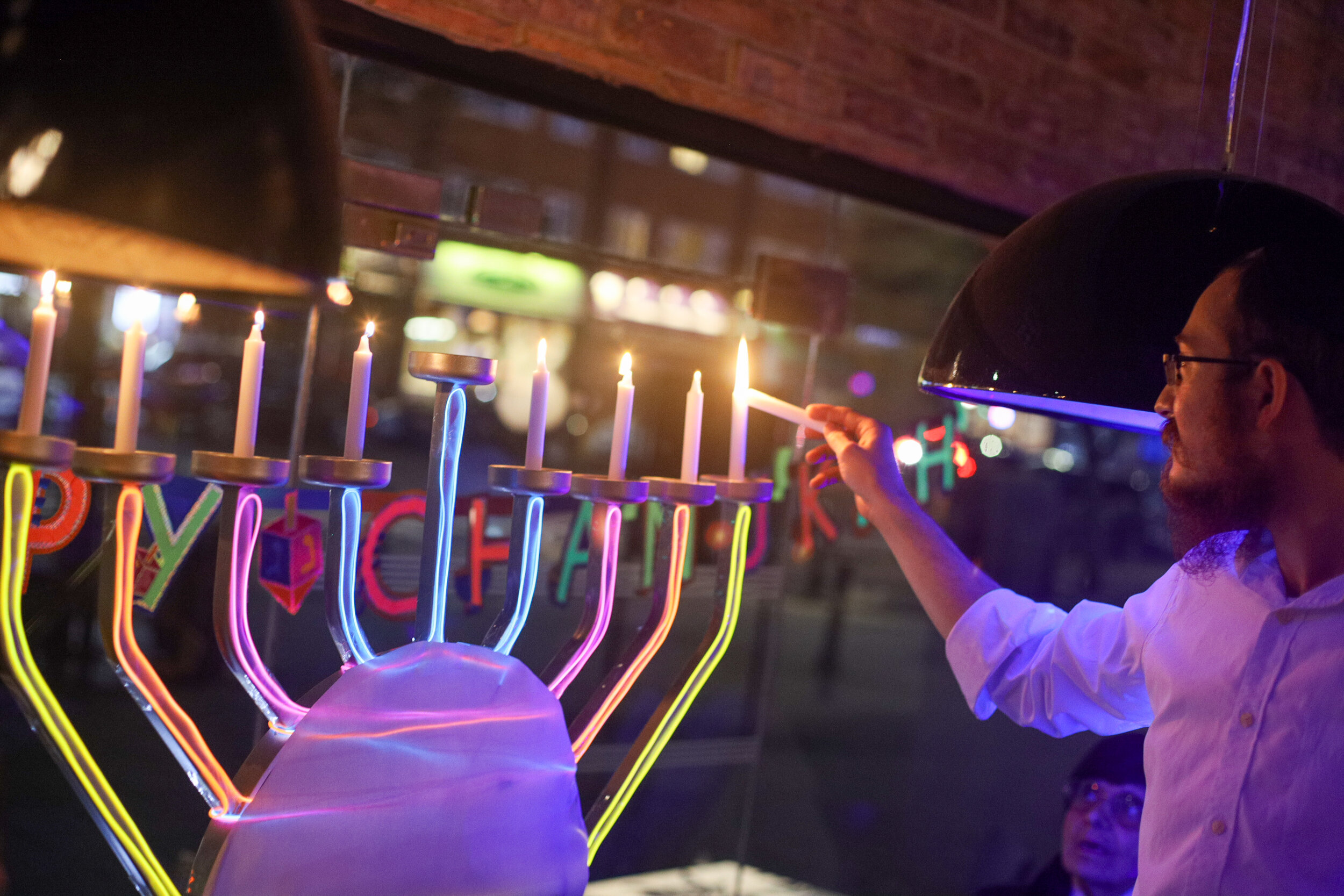 Rabbi Yosef Sharfstein From Bushey Chabad Gets Ready to Light the Menorah on the Bushey High Street.jpg